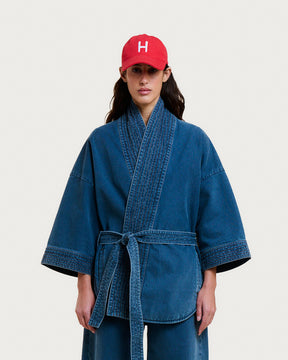 VESTE KIMONO KURA DENIM GREY-BLUE