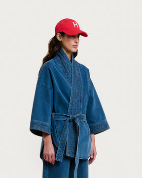 VESTE KIMONO KURA DENIM GREY-BLUE