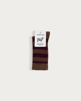 CHAUSSETTES EN LAINE MÉRINOS - STRIPES COCOA-RED