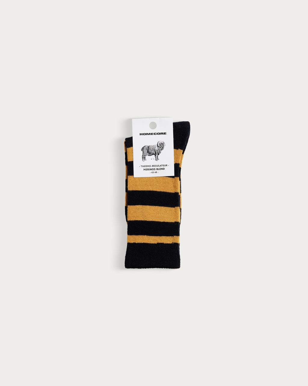 CHAUSSETTES EN LAINE MÉRINOS - STRIPES NAVY-HONEY