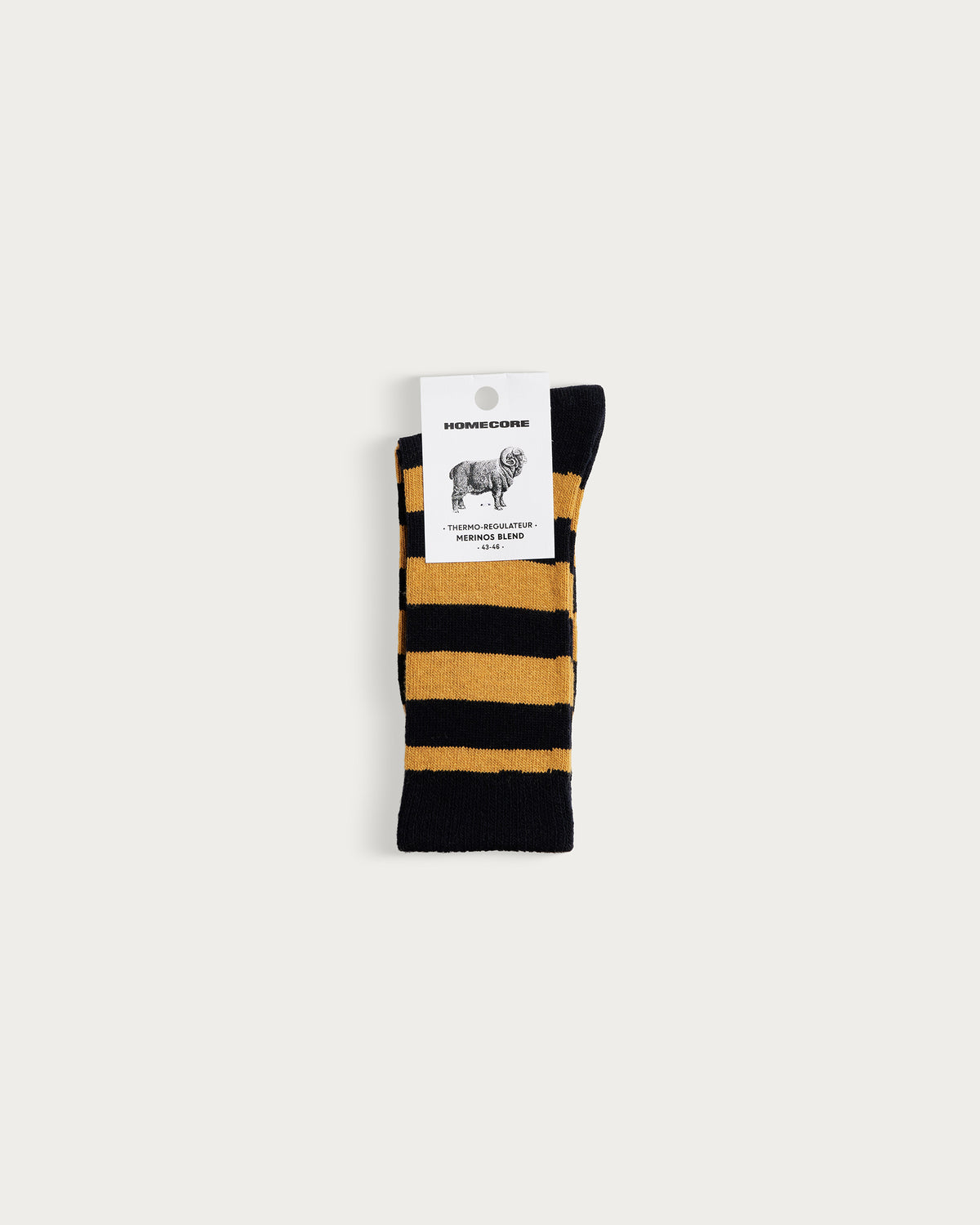 CHAUSSETTES EN LAINE MÉRINOS - STRIPES NAVY-HONEY