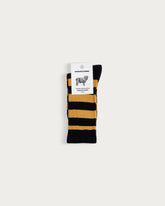 CHAUSSETTES EN LAINE MÉRINOS - STRIPES NAVY-HONEY