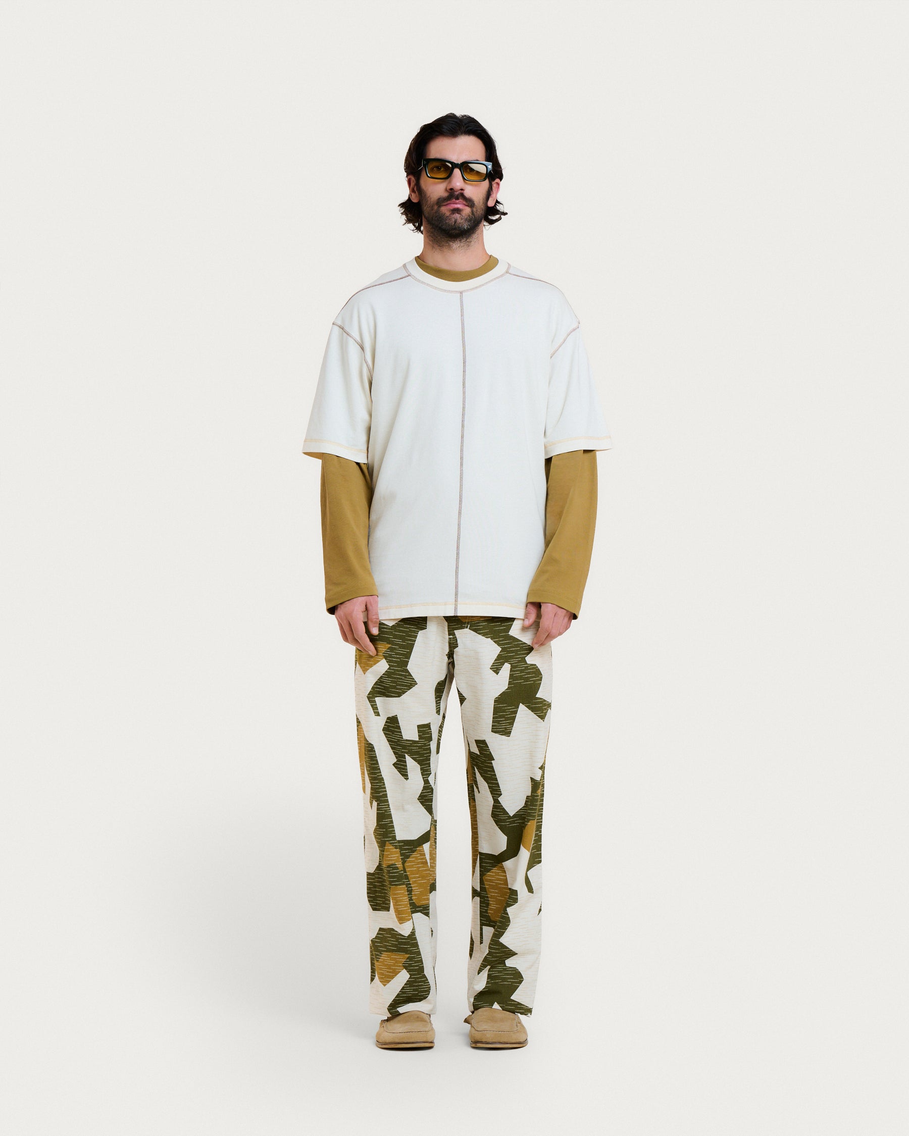 MULTICO BASEBALL CREAM-BROWN T-SHIRT