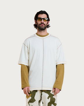 MULTICO BASEBALL CREAM-BROWN T-SHIRT