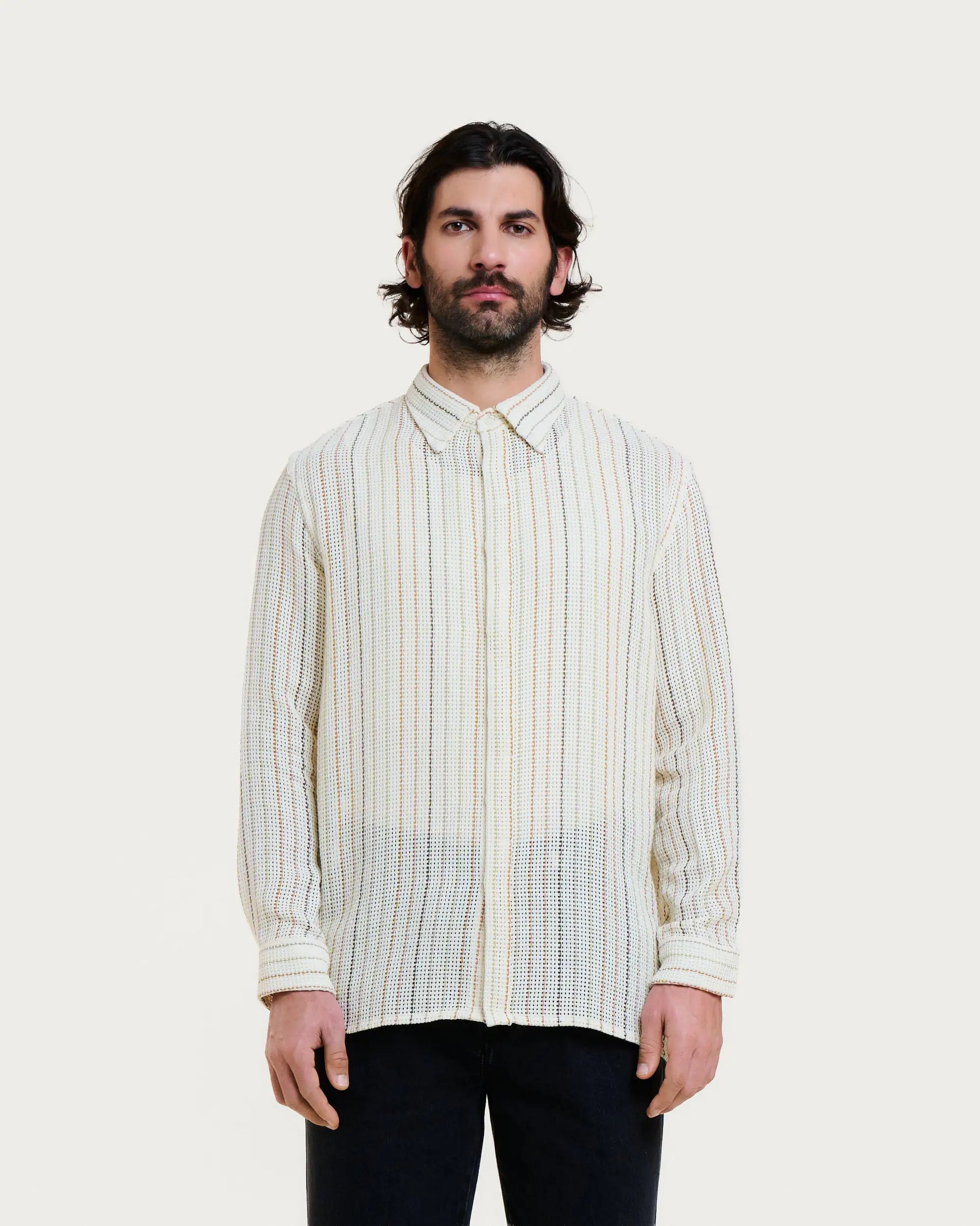SHADOW NET SHIRT ECRU MULTI