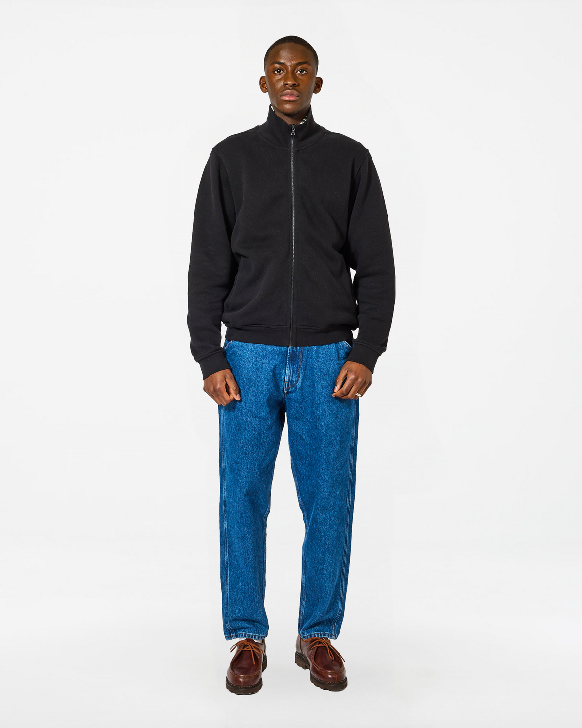 FULL-ZIP TERRY BLACK SWEATER