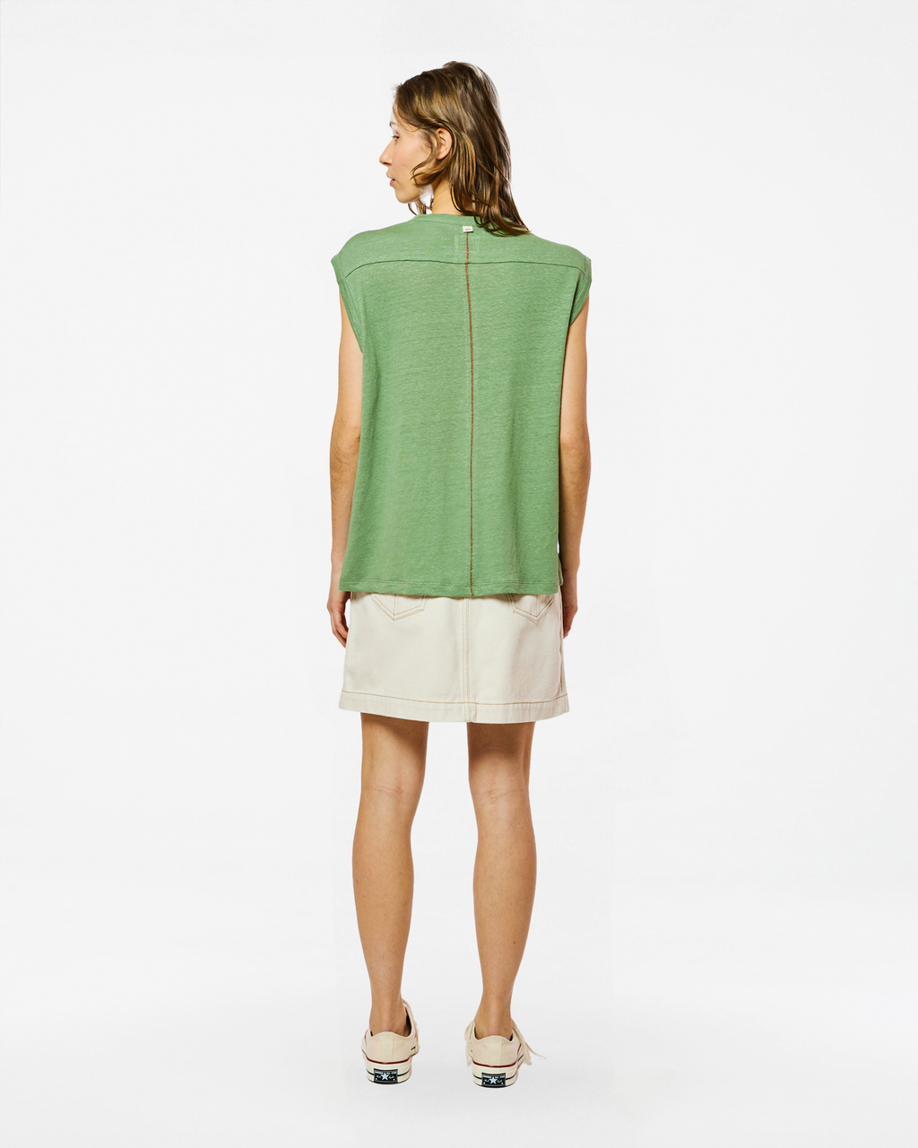 DÉBARDEUR TOM LINEN SWAMP GREEN
