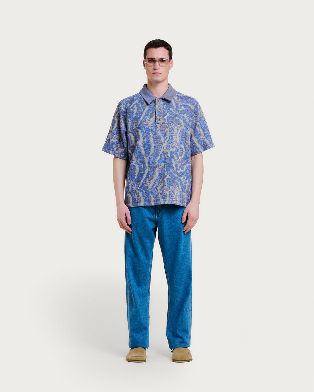 TOPOS CORAL BLUE MULTI POLO SHIRT