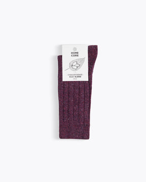 WOOL-SILK SOCKS PURPLE-MULTI